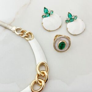 Emerald & Mother-of-Pearl Jewelry Set