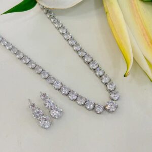 Classic Diamond Necklace & Earrings Set