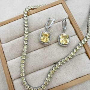 Yellow Stone Necklace & Earrings Set