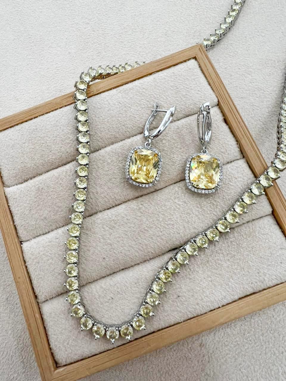 Yellow Stone Necklace & Earrings Set