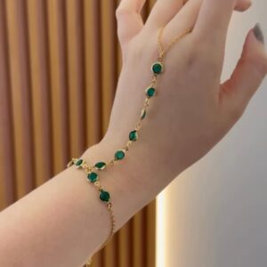 Emerald Hand Chain Bracelet