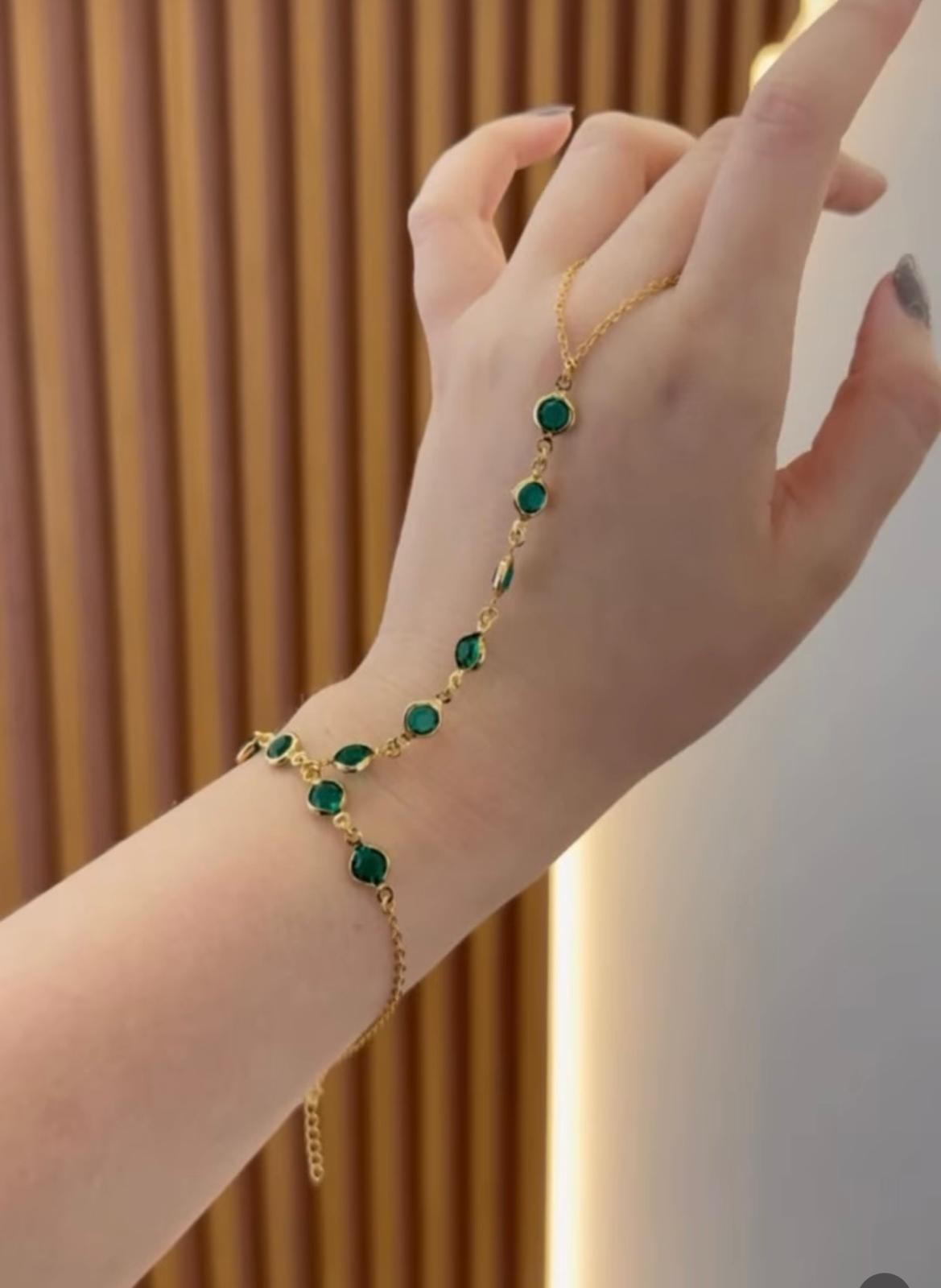 Emerald Hand Chain Bracelet