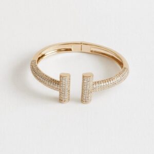 Gold Pavé Open Cuff Bracelet
