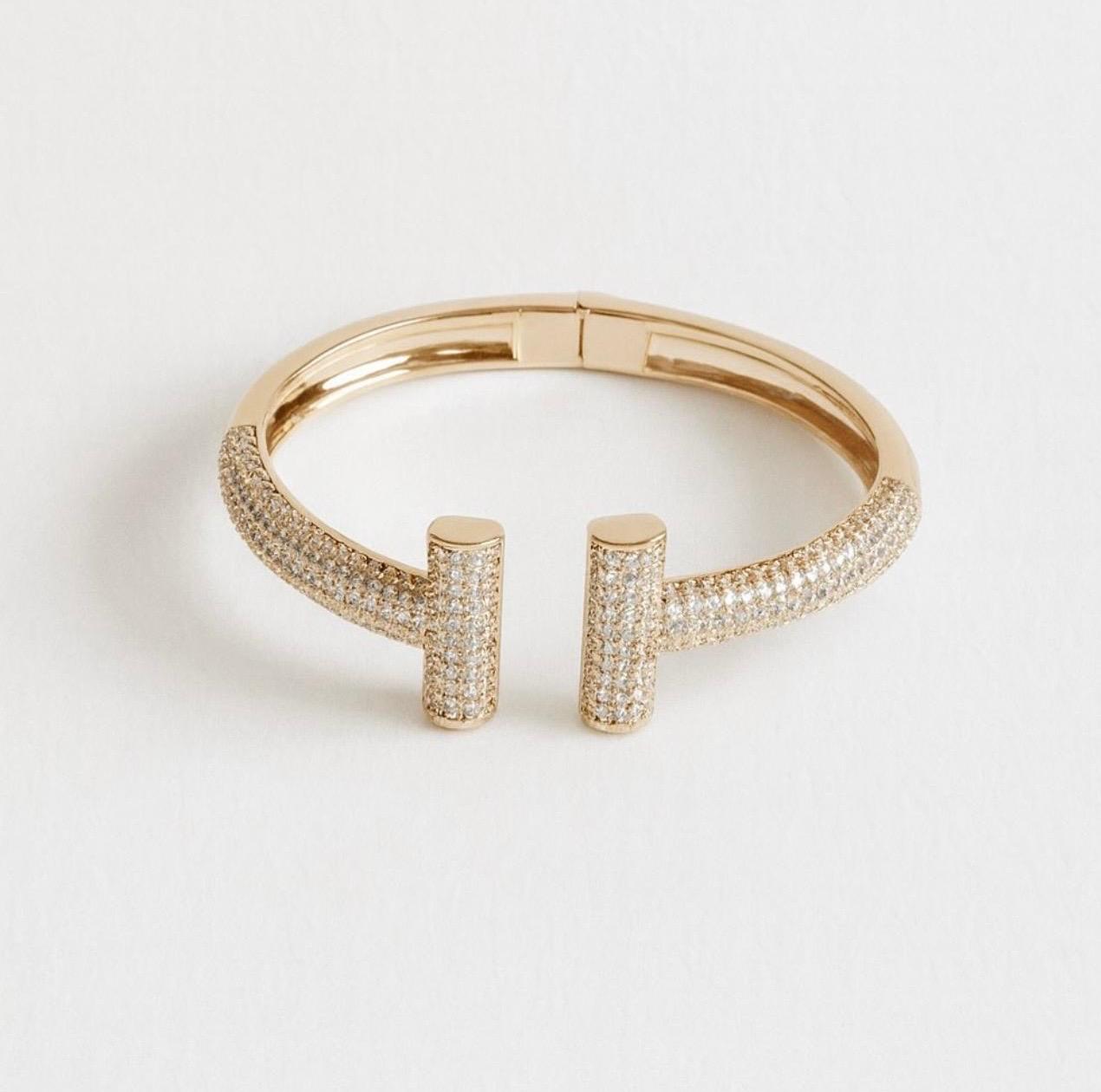Gold Pavé Open Cuff Bracelet